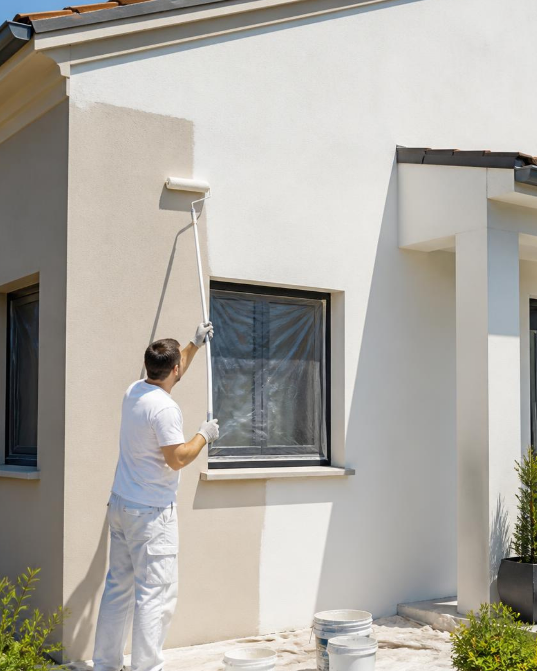 Application de peinture façade au rouleau